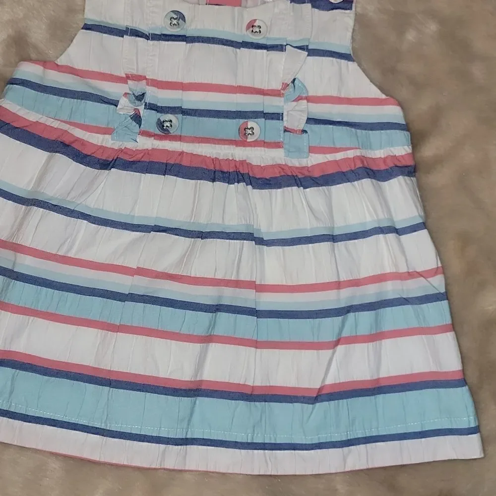 JANIE AND JACK BLUE, CORAL AND WHITE STRIPED SLEEVELESS TOP, SIZE 2T